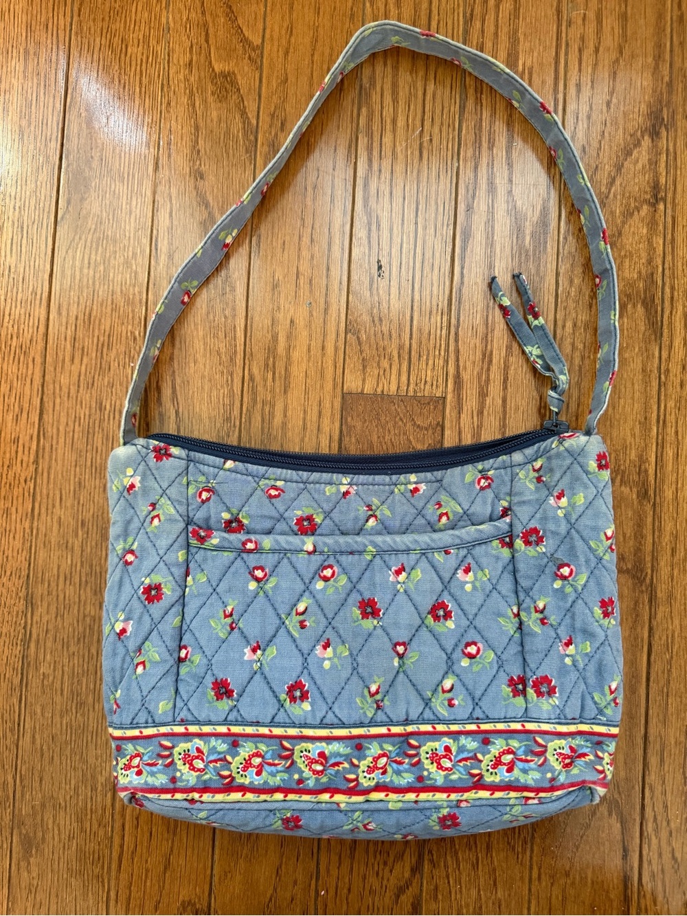 Quilted Floral Crossbody Bag in Blue